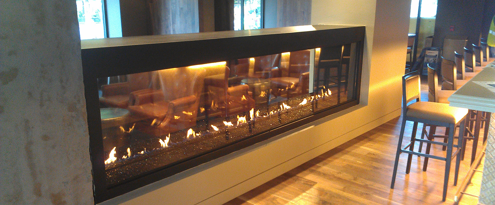 double sided custom fireplace