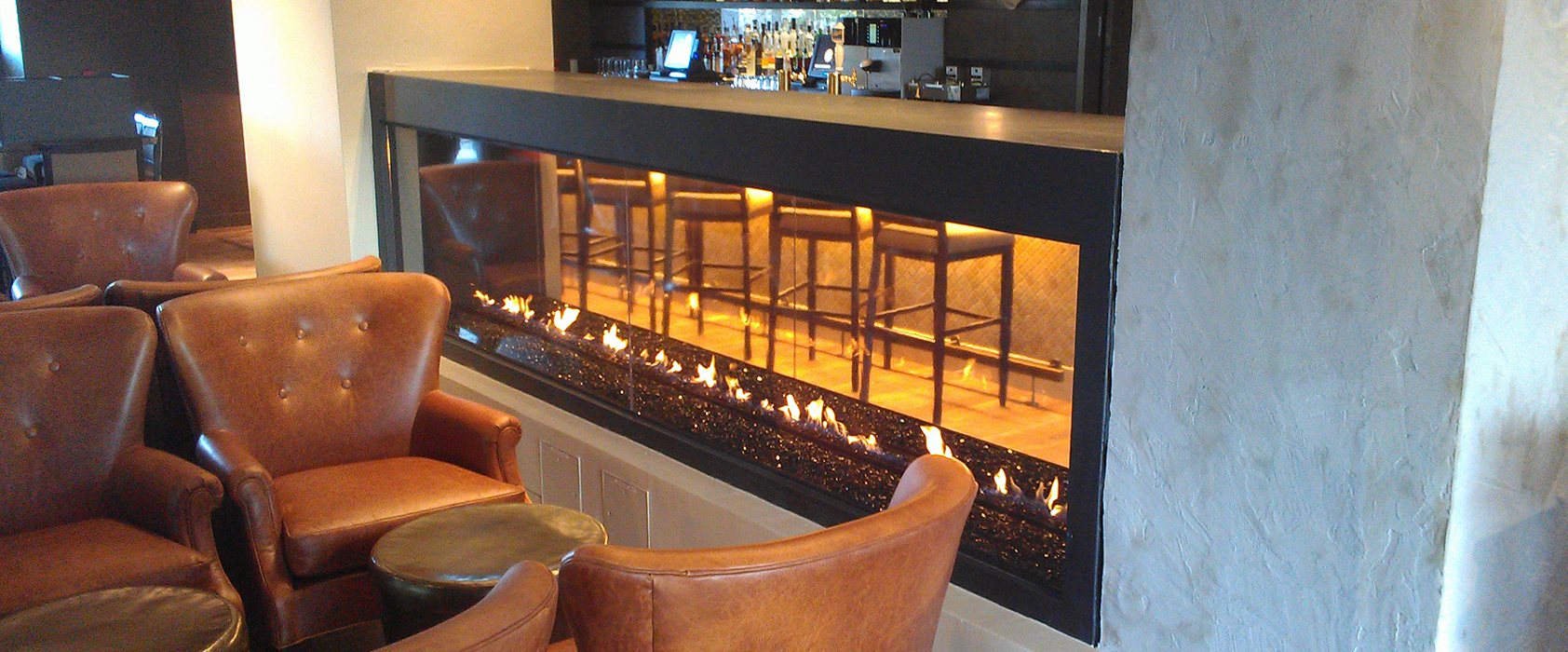 double-sided custom fireplace