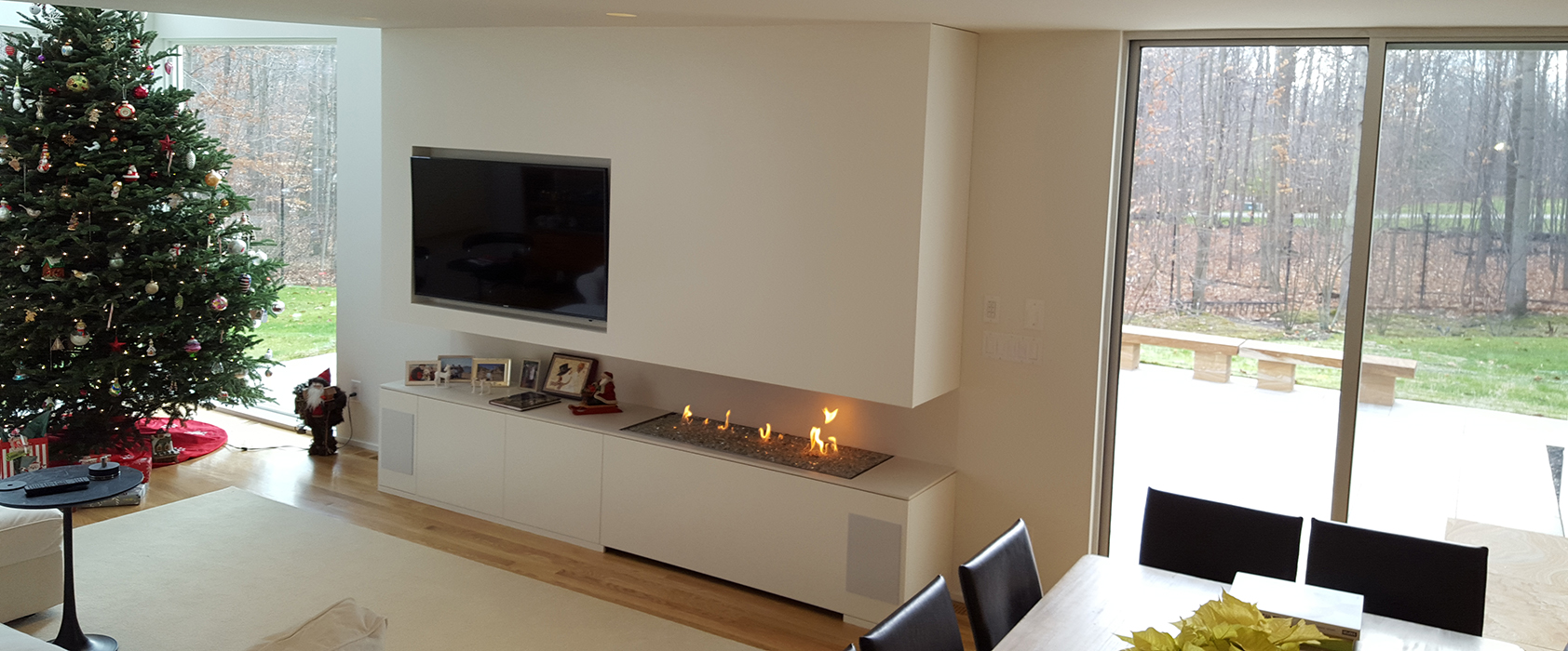 open custom fireplace