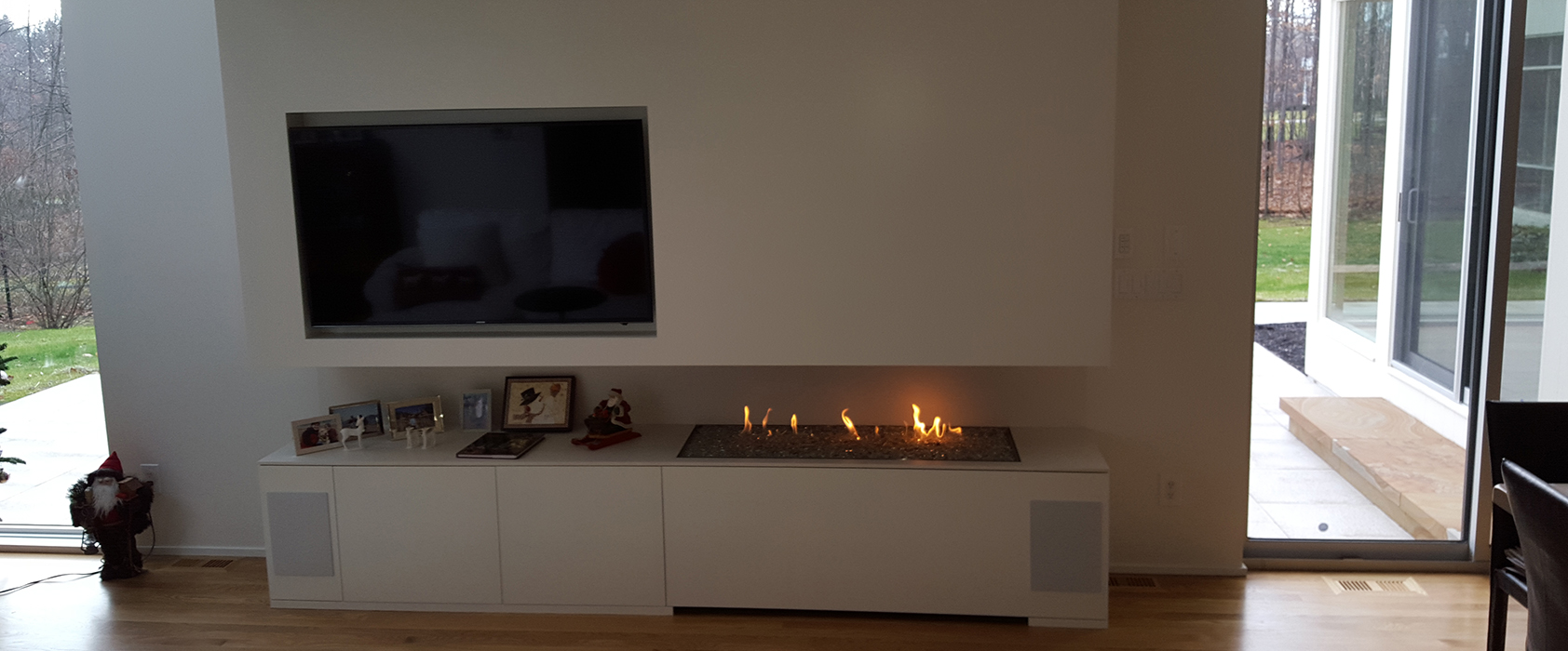 open custom gas fireplace