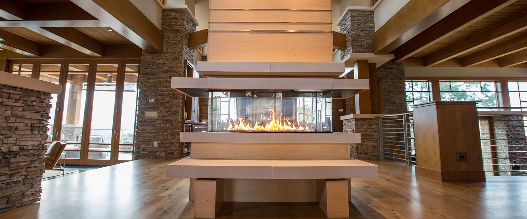 four sided custom fireplace