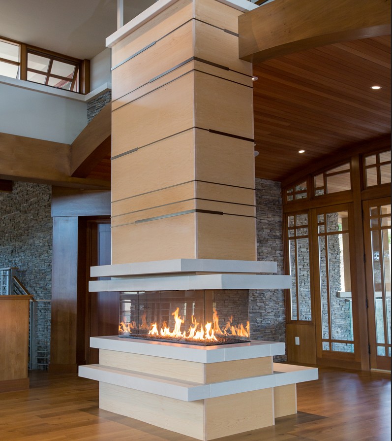 Custom Long Fireplace