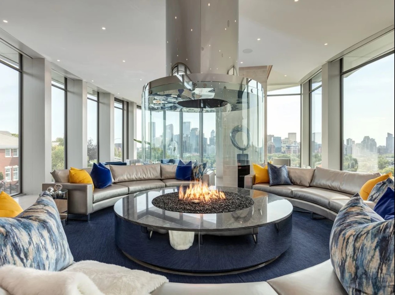 custom round fireplace